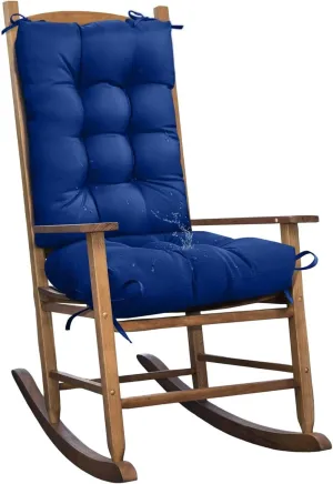 1 Pack Outdoor Chair Cushion Set Dark Blue Rocking Chair Cushion with Ties Overstuffed Seat Back Pad for Outdoor Indoor Chair Use