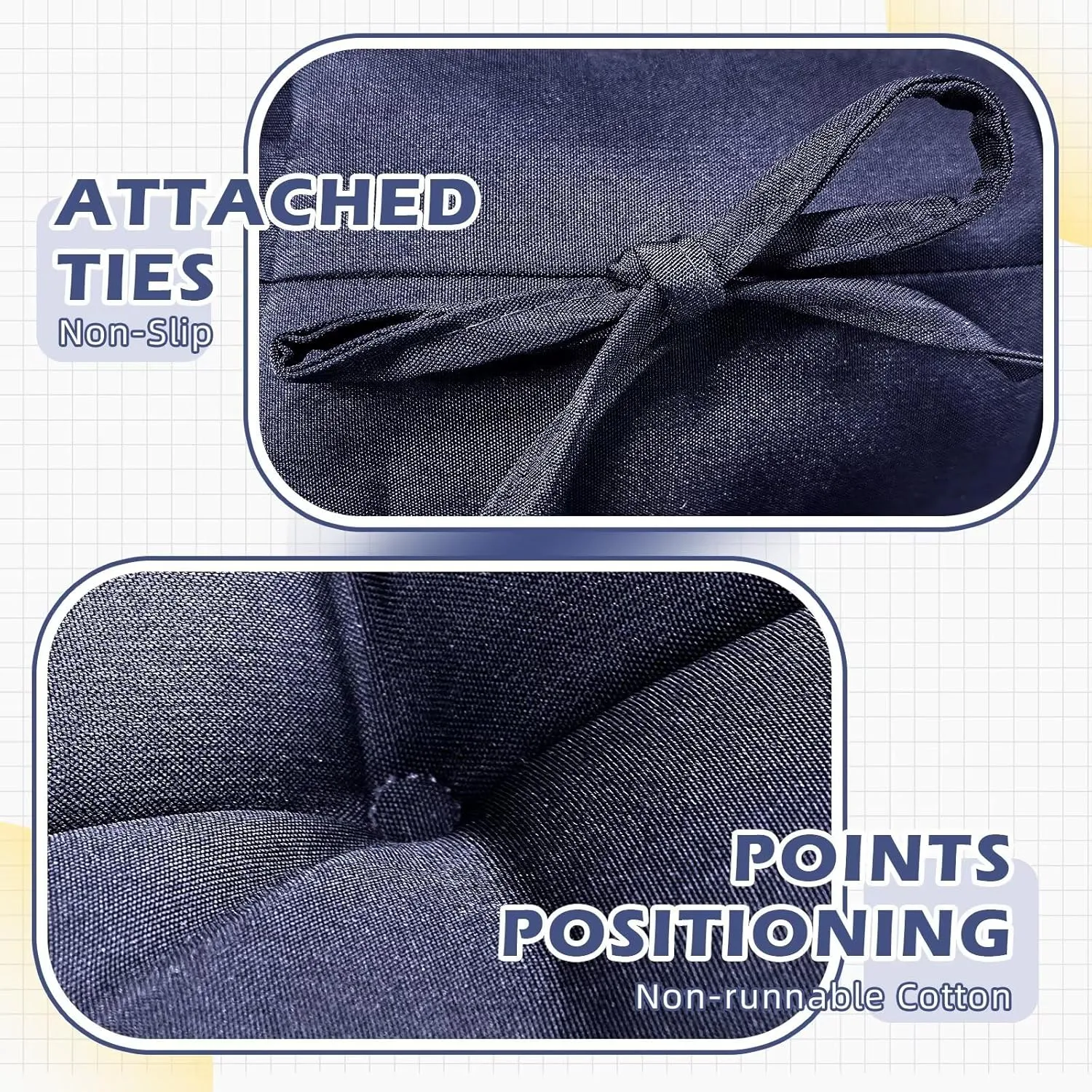1 Pack Outdoor Chair Cushion Set Dark Blue Rocking Chair Cushion with Ties Overstuffed Seat Back Pad for Outdoor Indoor Chair Use