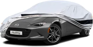 10 Layer Car Cover Waterproof All Weather for Coupe,100% Waterproof Outdoor Car Covers Custom Fit for Mazda Miata MX5 MX-5, Toyota Mr2, Pontiac Solstice, Kia Rio,etc Silver