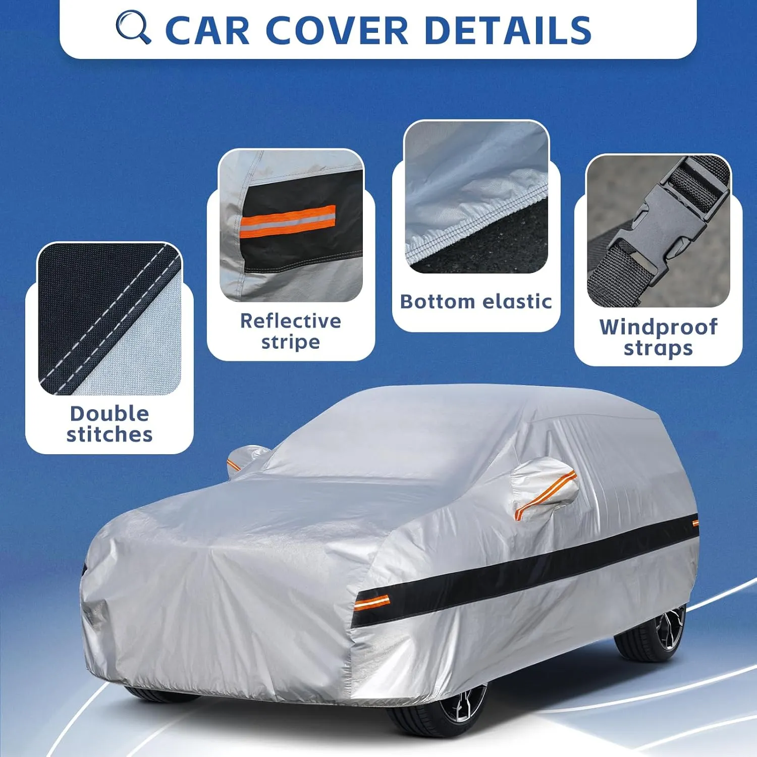 10 Layers SUV Car Cover Custom Fit for Mitsubishi Outlander (2005-2024) Waterproof All Weather for Automobiles, Outdoor Full Cover Rain Sun UV Protection.Silver