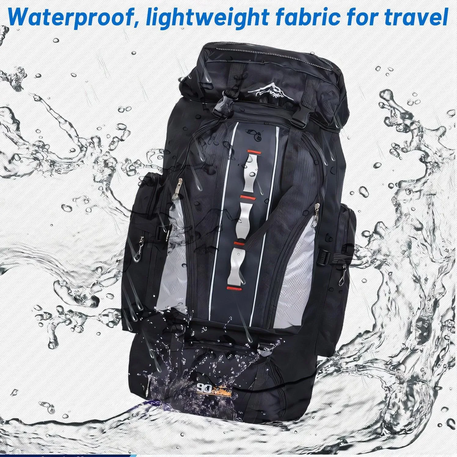 100L Waterproof Hiking Camping Backpack - Lightweight Outdoor Sport Travel Daypack with 90 10L Capacity for Climbing & Touring | Durable Blue Backpacking Gear