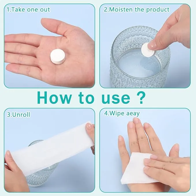 100PCS Compressed Towels,Coin Tissues,Disposable Toilet Paper Tablets with 10 Carrying Cases,Compressed Cotton Coin Tissue Towel Soft & Odor Free for Home Beauty Salon Travel Camping
