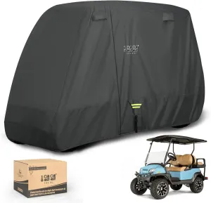 10L0L Golf Cart Covers Universal Fits Yamaha EZGO Club Car Lifted 2/4 Passengers 600D Waterproof Windproof Sunproof Outdoor Full Cover 3-Zipper