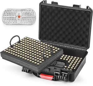 10mm Ammo Storage Case with Dessicant, Travel Safe/Mil Spec/Waterproof Ammo Case for Storage, Lockable Ammo Storage Box for10mm Auto/.41 Rem Magnum/.40 S&W/.40 Super
