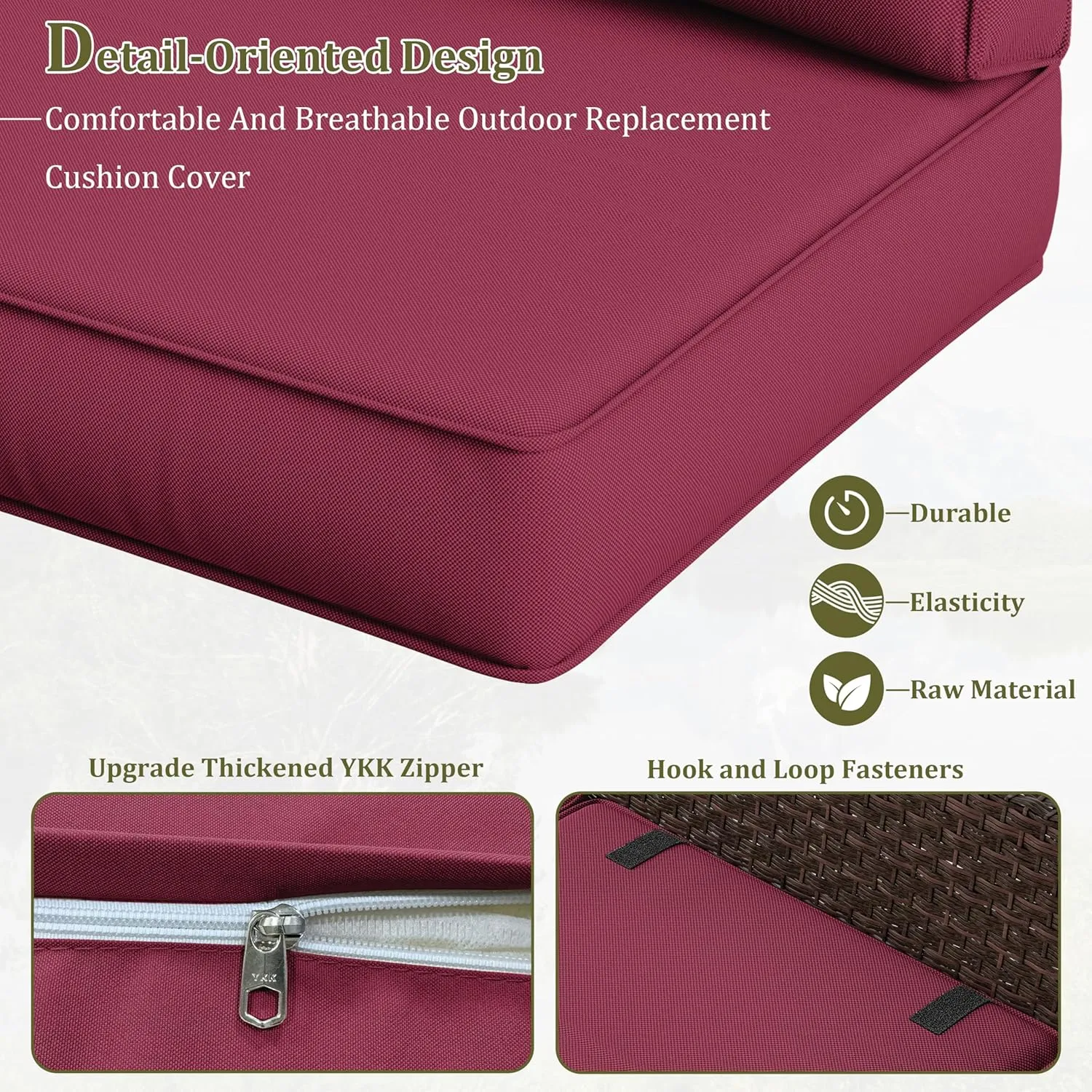 14 Pcs Outdoor Cushion Slipcovers All-Weather Patio Cushion Covers, Replacement Waterproof with Zipper for Patio Furniture, Sectional Couch 3 Sizes, Covers Only
