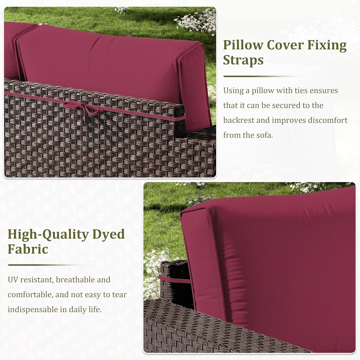 14 Pcs Outdoor Cushion Slipcovers All-Weather Patio Cushion Covers, Replacement Waterproof with Zipper for Patio Furniture, Sectional Couch 3 Sizes, Covers Only