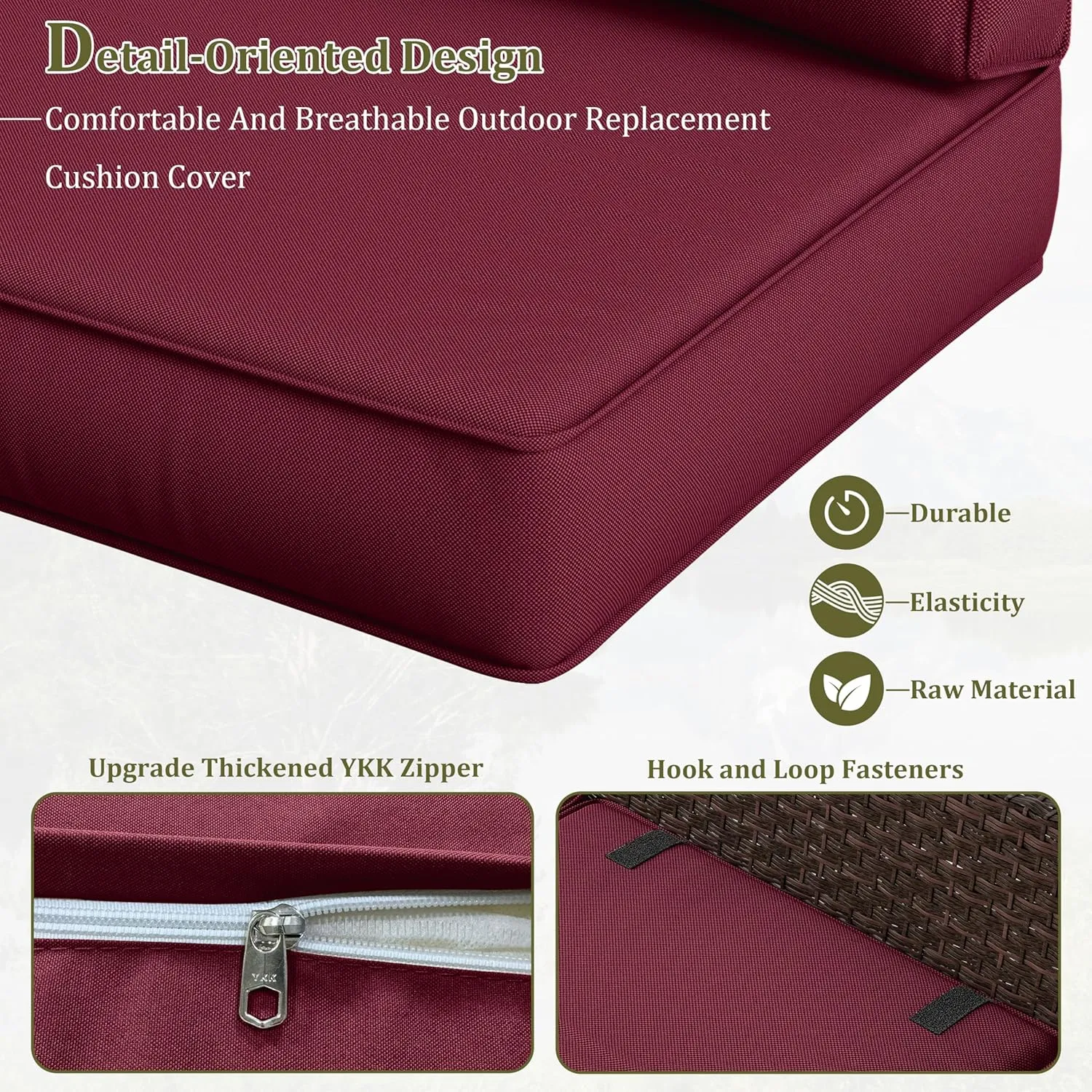14 Pcs Outdoor Cushion Slipcovers All-Weather Patio Cushion Covers, Replacement Waterproof with Zipper for Patio Furniture, Sectional Couch 3 Sizes, Covers Only