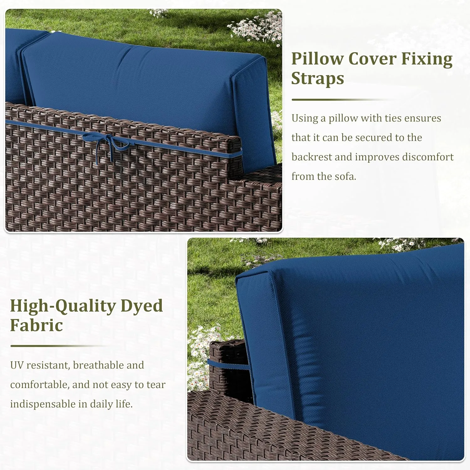 14 Pcs Outdoor Cushion Slipcovers All-Weather Patio Cushion Covers, Replacement Waterproof with Zipper for Patio Furniture, Sectional Couch 3 Sizes, Covers Only