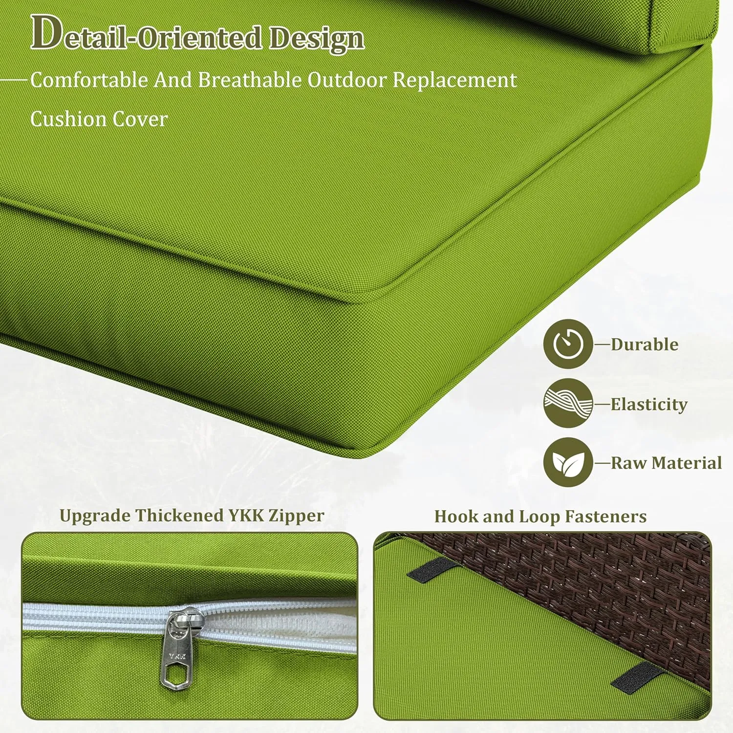 14 Pcs Outdoor Cushion Slipcovers All-Weather Patio Cushion Covers, Replacement Waterproof with Zipper for Patio Furniture, Sectional Couch 3 Sizes, Covers Only