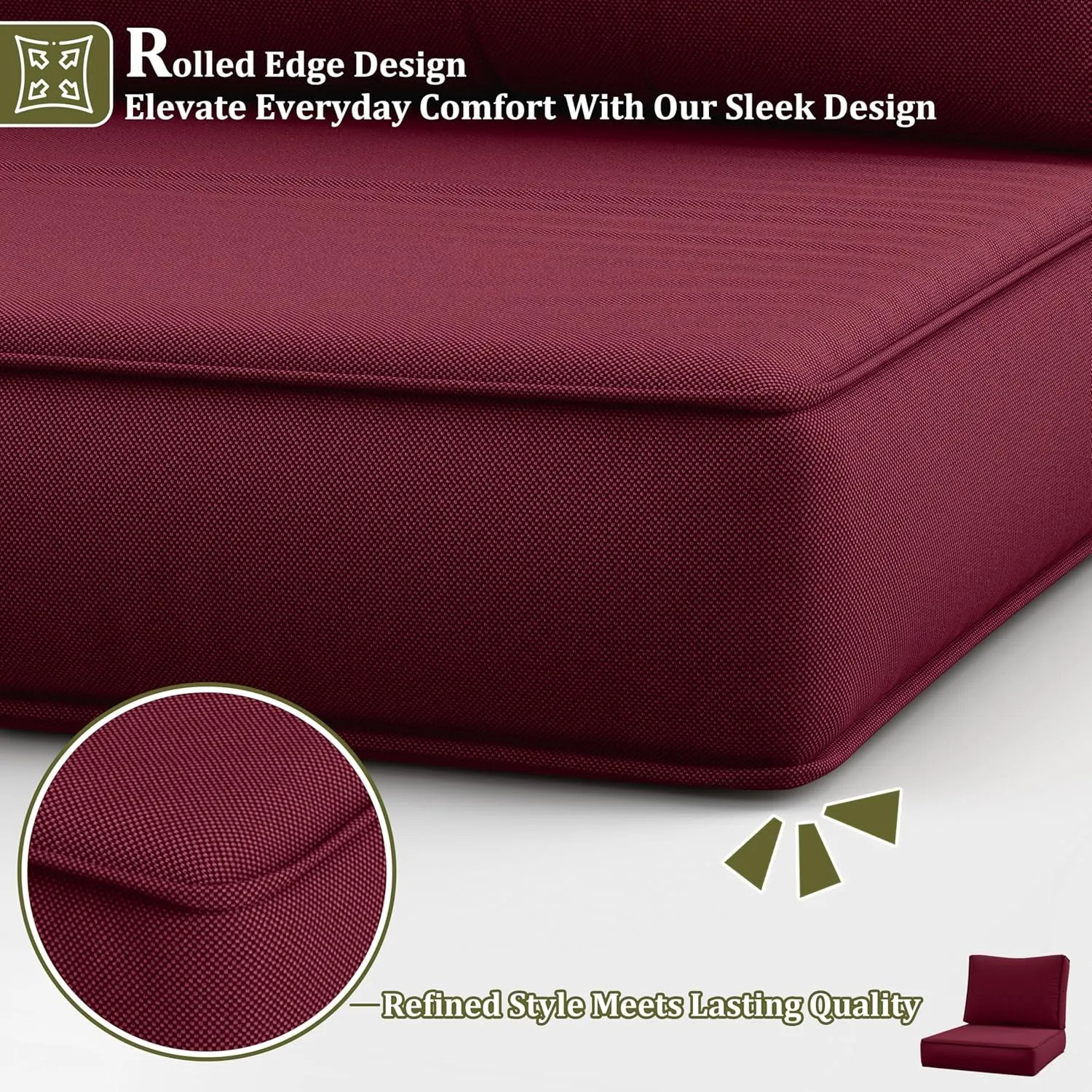 14 Pcs Outdoor Cushion Slipcovers All-Weather Patio Cushion Covers, Replacement Waterproof with Zipper for Patio Furniture, Sectional Couch 3 Sizes, Covers Only