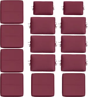 14 Pcs Outdoor Cushion Slipcovers All-Weather Patio Cushion Covers, Replacement Waterproof with Zipper for Patio Furniture, Sectional Couch 3 Sizes, Covers Only