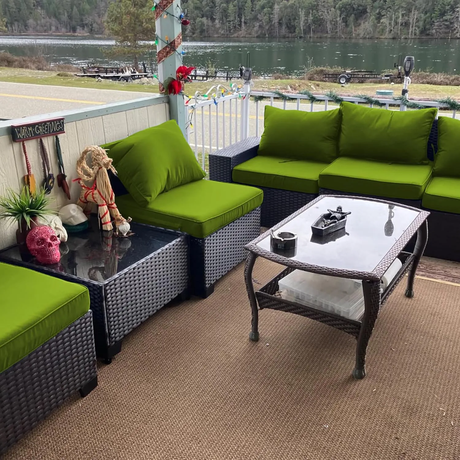 14 Pcs Outdoor Cushion Slipcovers All-Weather Patio Cushion Covers, Replacement Waterproof with Zipper for Patio Furniture, Sectional Couch 3 Sizes, Covers Only