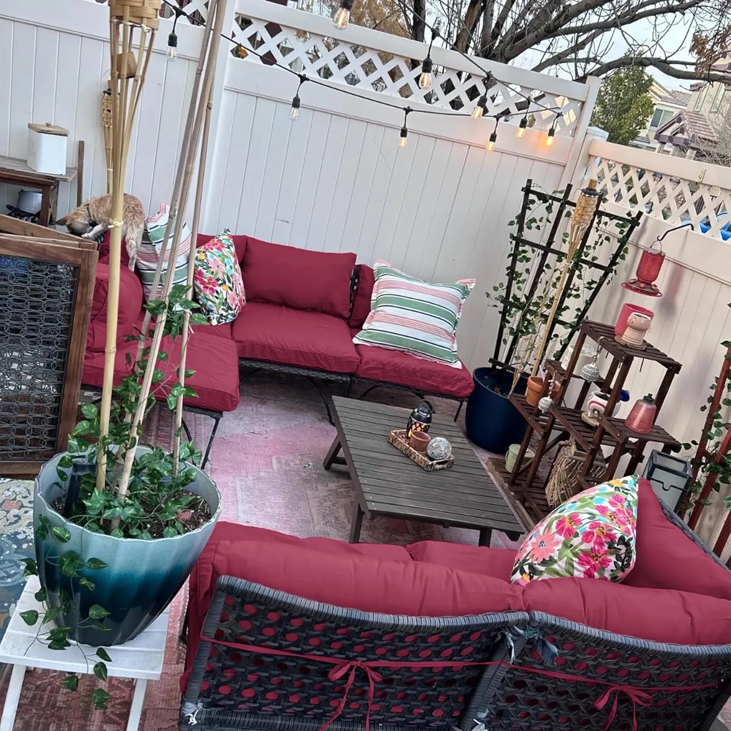 14 Pcs Outdoor Cushion Slipcovers All-Weather Patio Cushion Covers, Replacement Waterproof with Zipper for Patio Furniture, Sectional Couch 3 Sizes, Covers Only