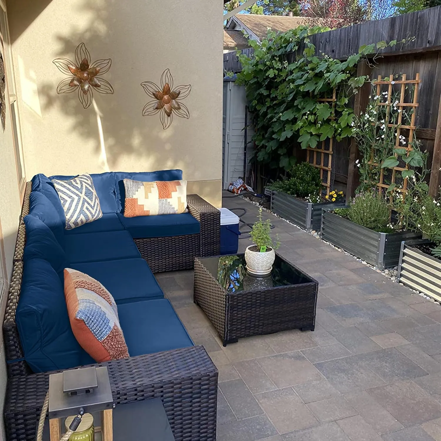 14 Pcs Outdoor Cushion Slipcovers All-Weather Patio Cushion Covers, Replacement Waterproof with Zipper for Patio Furniture, Sectional Couch 3 Sizes, Covers Only