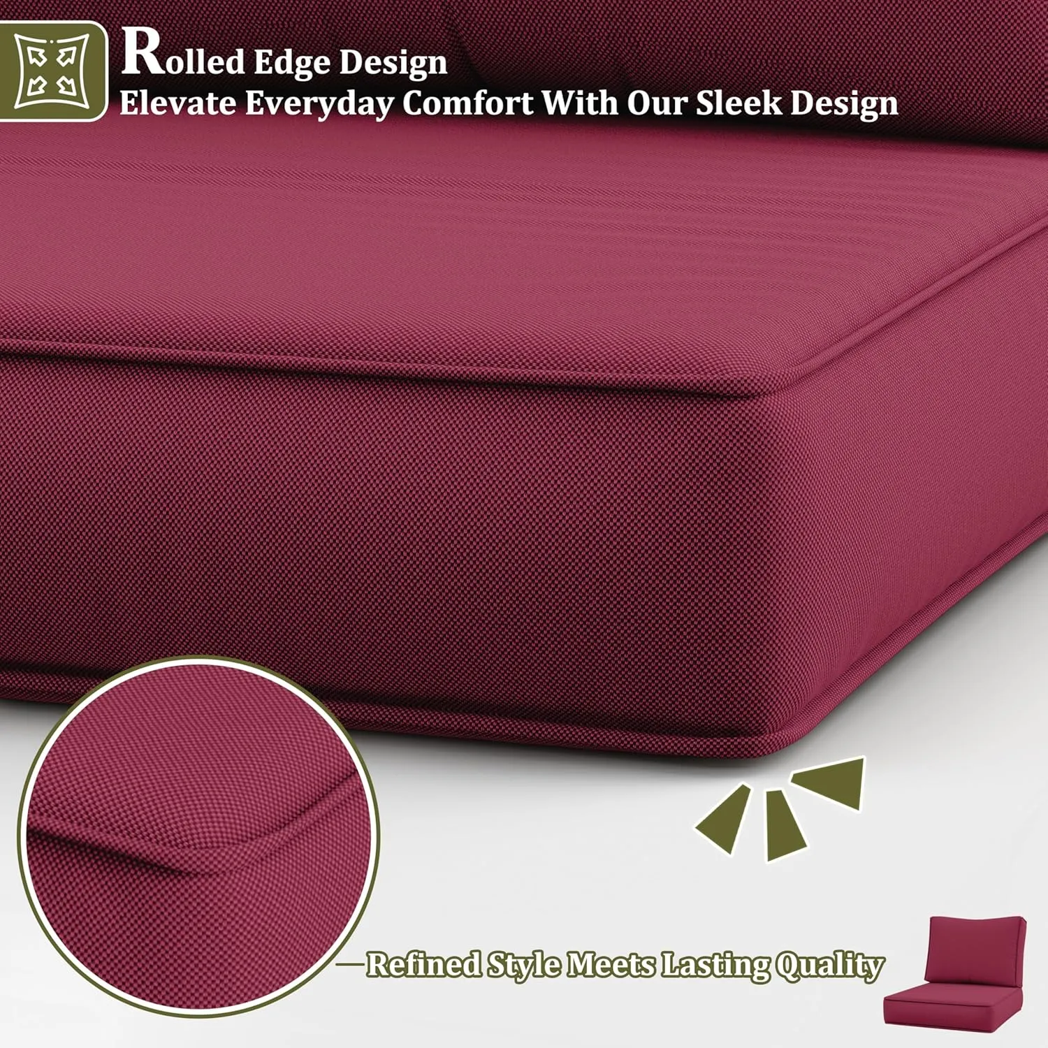 14 Pcs Outdoor Cushion Slipcovers All-Weather Patio Cushion Covers, Replacement Waterproof with Zipper for Patio Furniture, Sectional Couch 3 Sizes, Covers Only