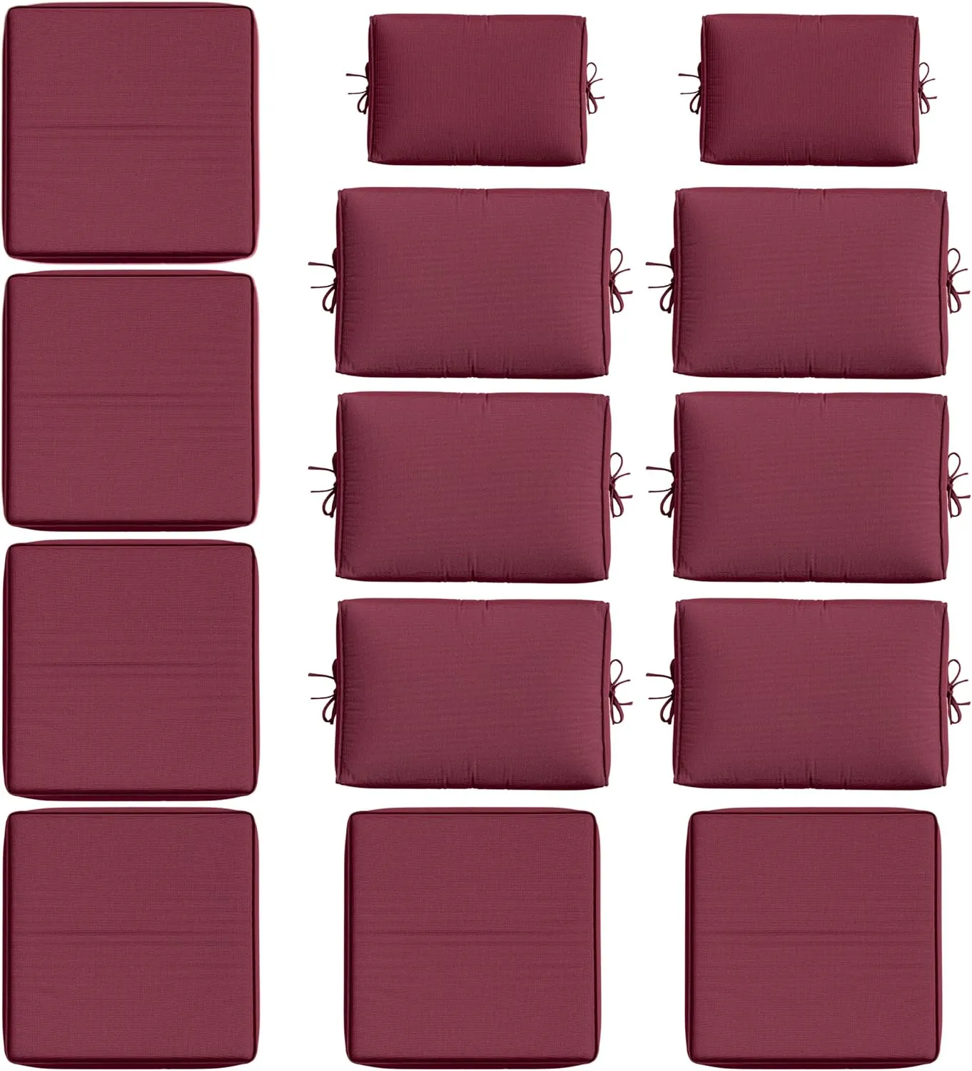 14 Pcs Outdoor Cushion Slipcovers All-Weather Patio Cushion Covers, Replacement Waterproof with Zipper for Patio Furniture, Sectional Couch 3 Sizes, Covers Only