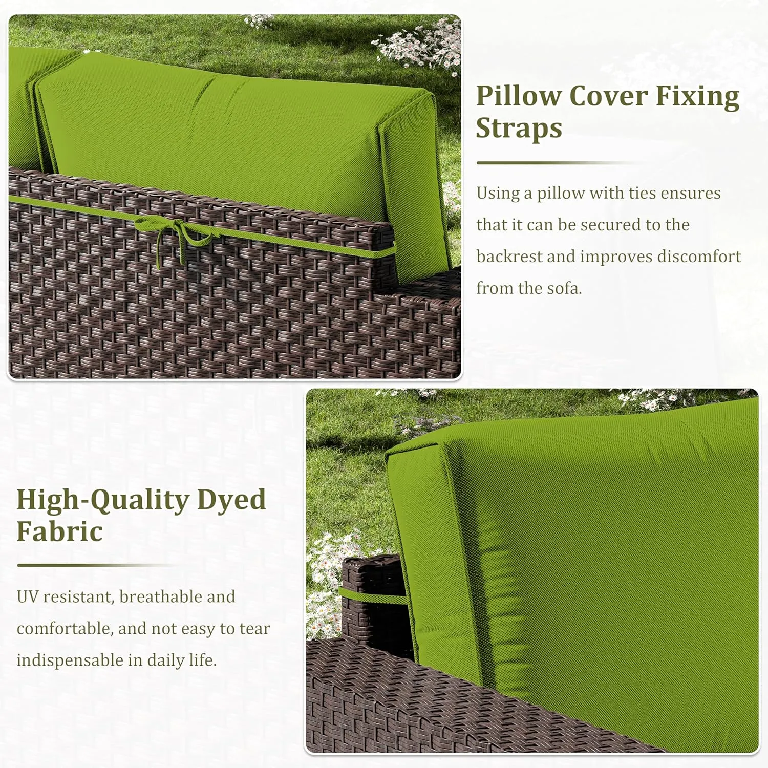 14 Pcs Outdoor Cushion Slipcovers All-Weather Patio Cushion Covers, Replacement Waterproof with Zipper for Patio Furniture, Sectional Couch 3 Sizes, Covers Only