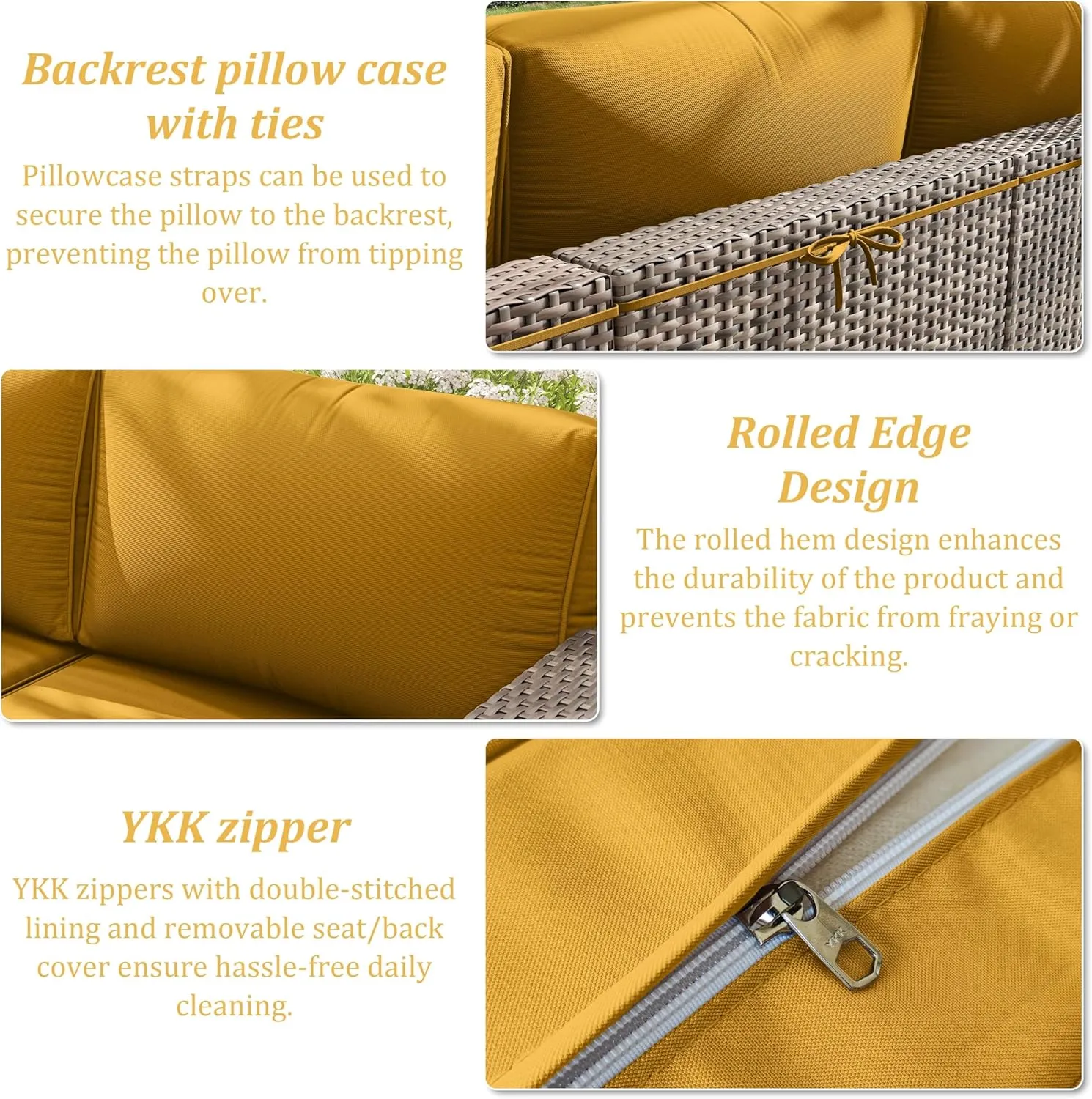 14 Pcs Outdoor Cushion Slipcovers Outdoor Patio Cushion Covers Replacement Waterproof with Zipper for Outdoor Furniture, Patio Sofa Couch 3 Sizes, Covers Only