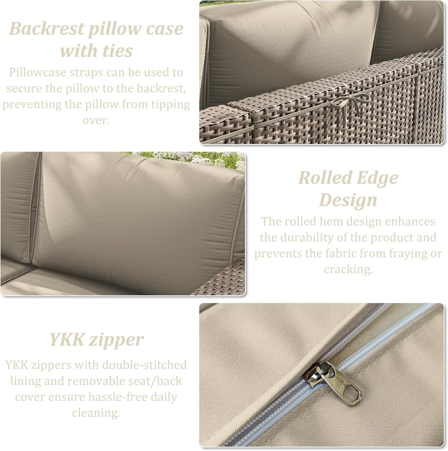 14 Pcs Outdoor Cushion Slipcovers Outdoor Patio Cushion Covers Replacement Waterproof with Zipper for Outdoor Furniture, Patio Sofa Couch 3 Sizes, Covers Only