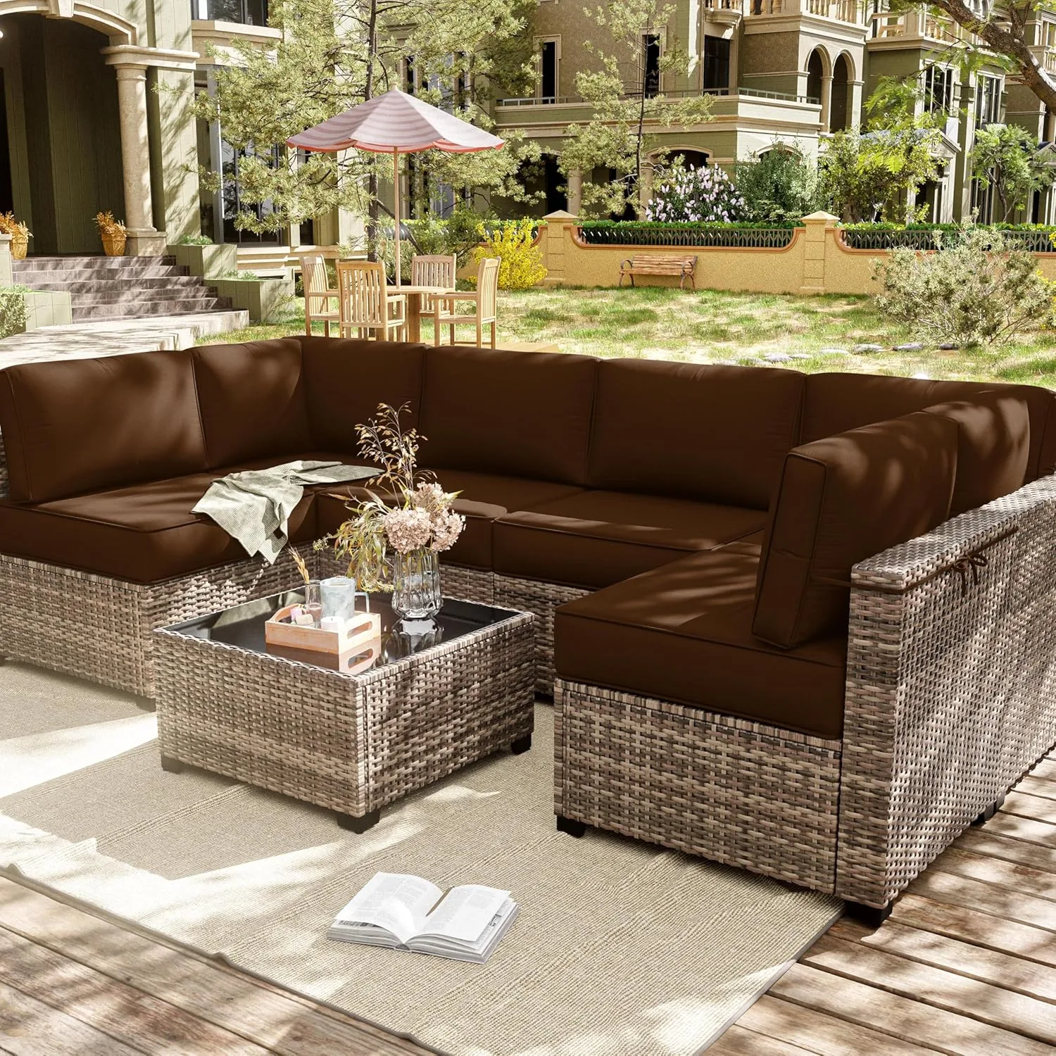 14 Pcs Outdoor Cushion Slipcovers Outdoor Patio Cushion Covers Replacement Waterproof with Zipper for Outdoor Furniture, Patio Sofa Couch 3 Sizes, Covers Only