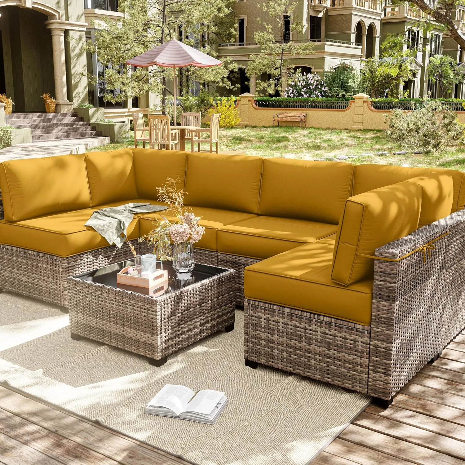 14 Pcs Outdoor Cushion Slipcovers Outdoor Patio Cushion Covers Replacement Waterproof with Zipper for Outdoor Furniture, Patio Sofa Couch 3 Sizes, Covers Only