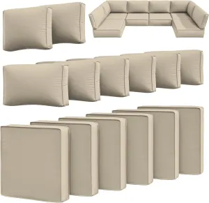 14 Pcs Outdoor Cushion Slipcovers Outdoor Patio Cushion Covers Replacement Waterproof with Zipper for Outdoor Furniture, Patio Sofa Couch 3 Sizes, Covers Only