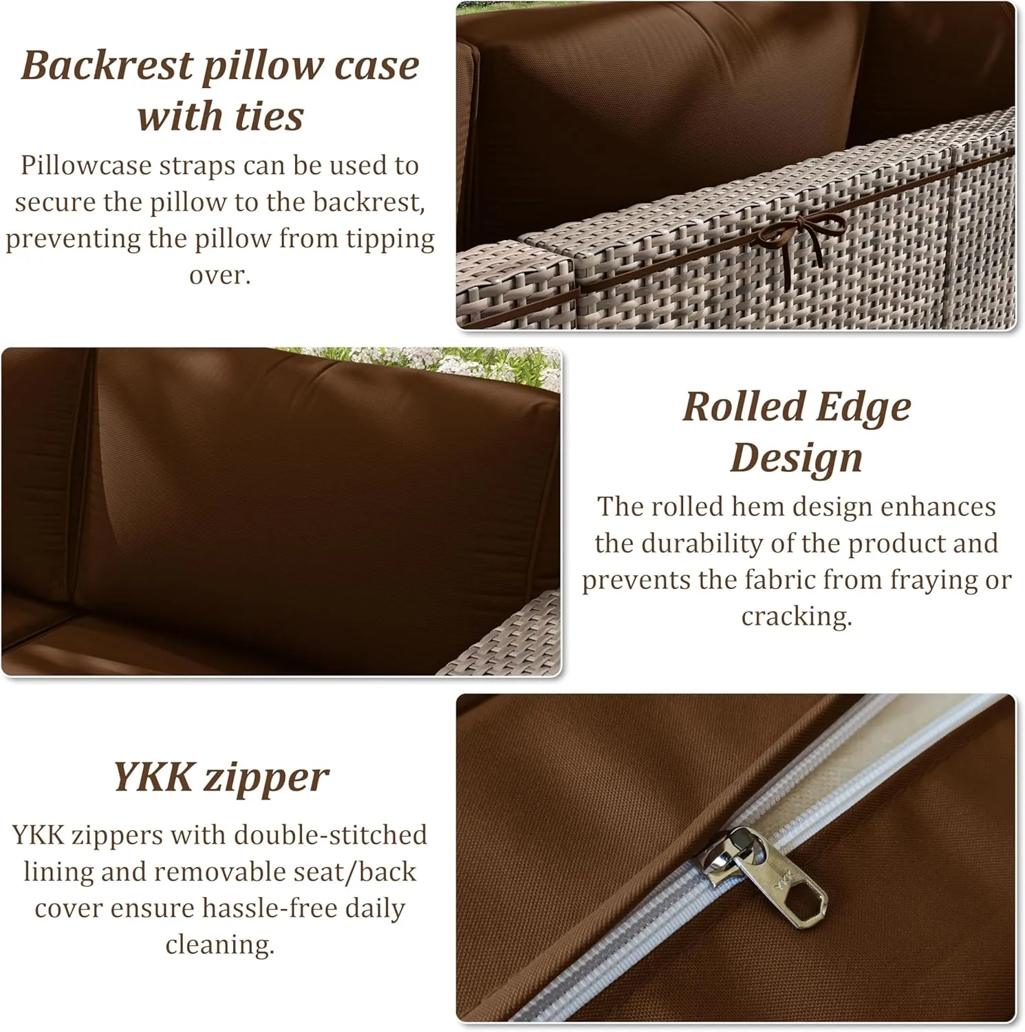 14 Pcs Outdoor Cushion Slipcovers Outdoor Patio Cushion Covers Replacement Waterproof with Zipper for Outdoor Furniture, Patio Sofa Couch 3 Sizes, Covers Only