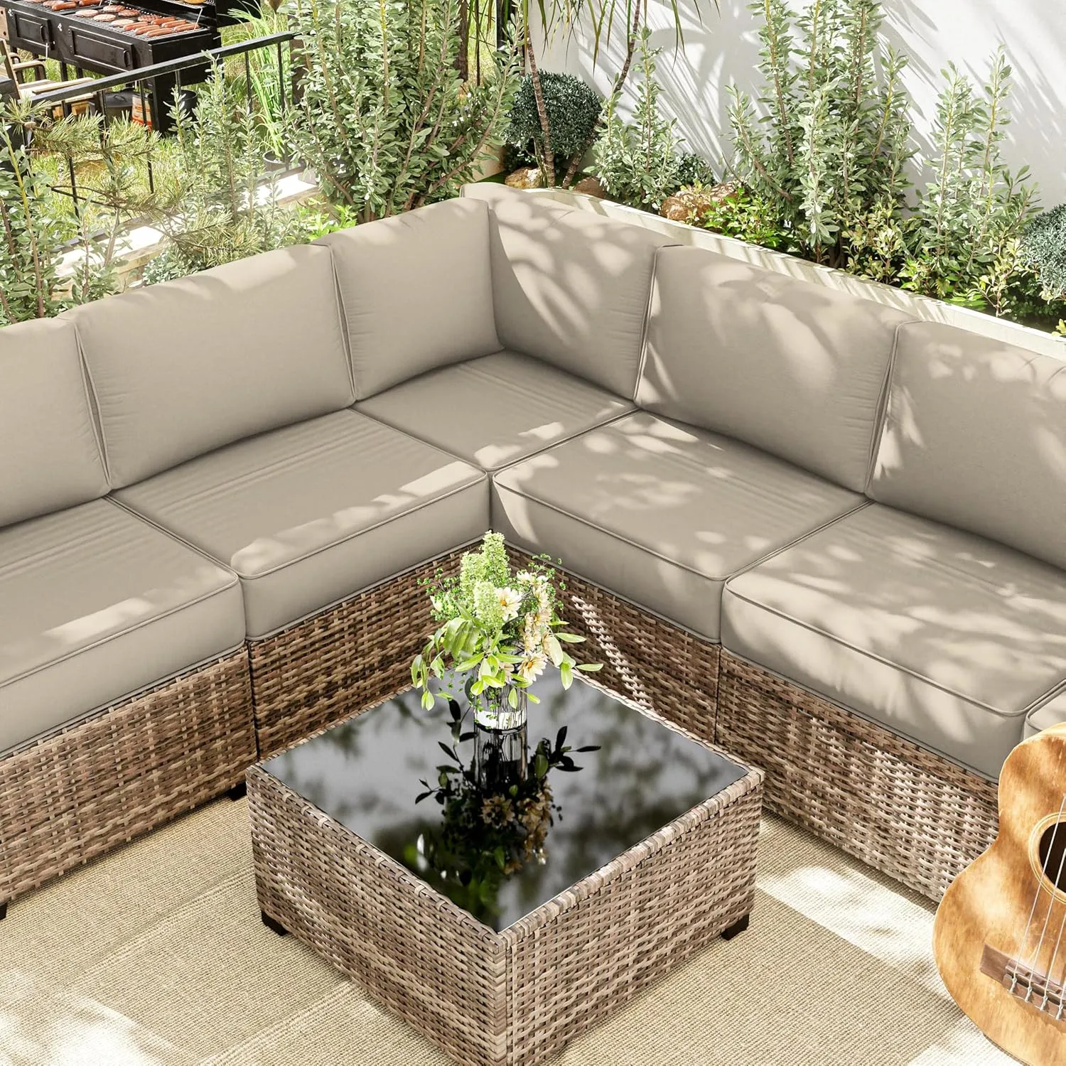 14 Pcs Outdoor Cushion Slipcovers Outdoor Patio Cushion Covers Replacement Waterproof with Zipper for Outdoor Furniture, Patio Sofa Couch 3 Sizes, Covers Only