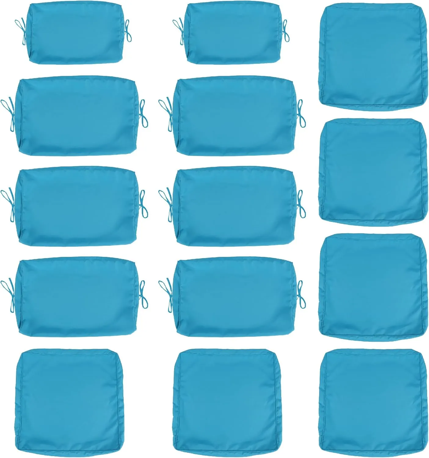 14-Piece Outdoor Cushion Covers for Sectional Wicker Patio Cushion Covers Water Resistant and UV Proof All -Weather Seat Covers with Zipper 3 Sizes (Sky Blue)
