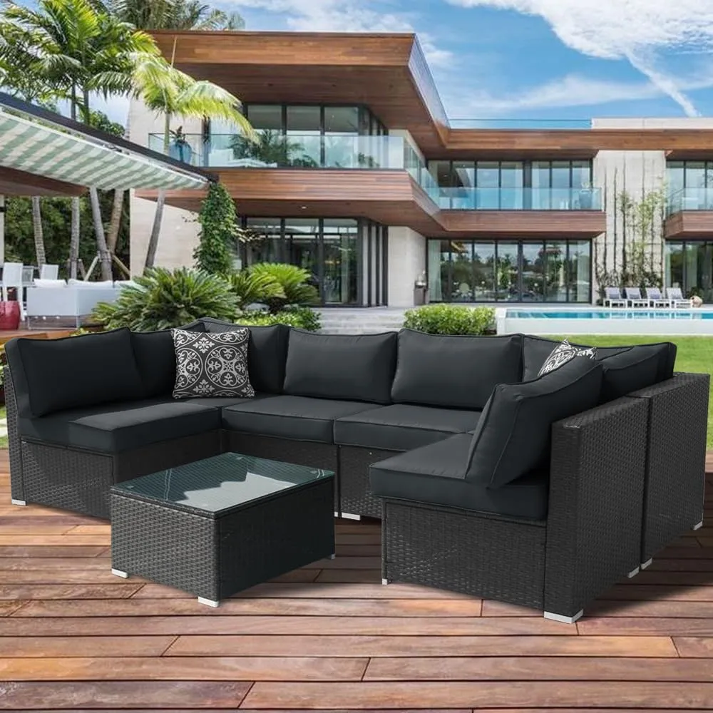 14Pcs Outdoor Cushion Covers Replacement Washable Waterproof UV w/Zipper for 6-Seaters Sofa Patio Slipcovers Set Seat and Back Covers Only (Dark Gray, 23.6x23.6x4inch)