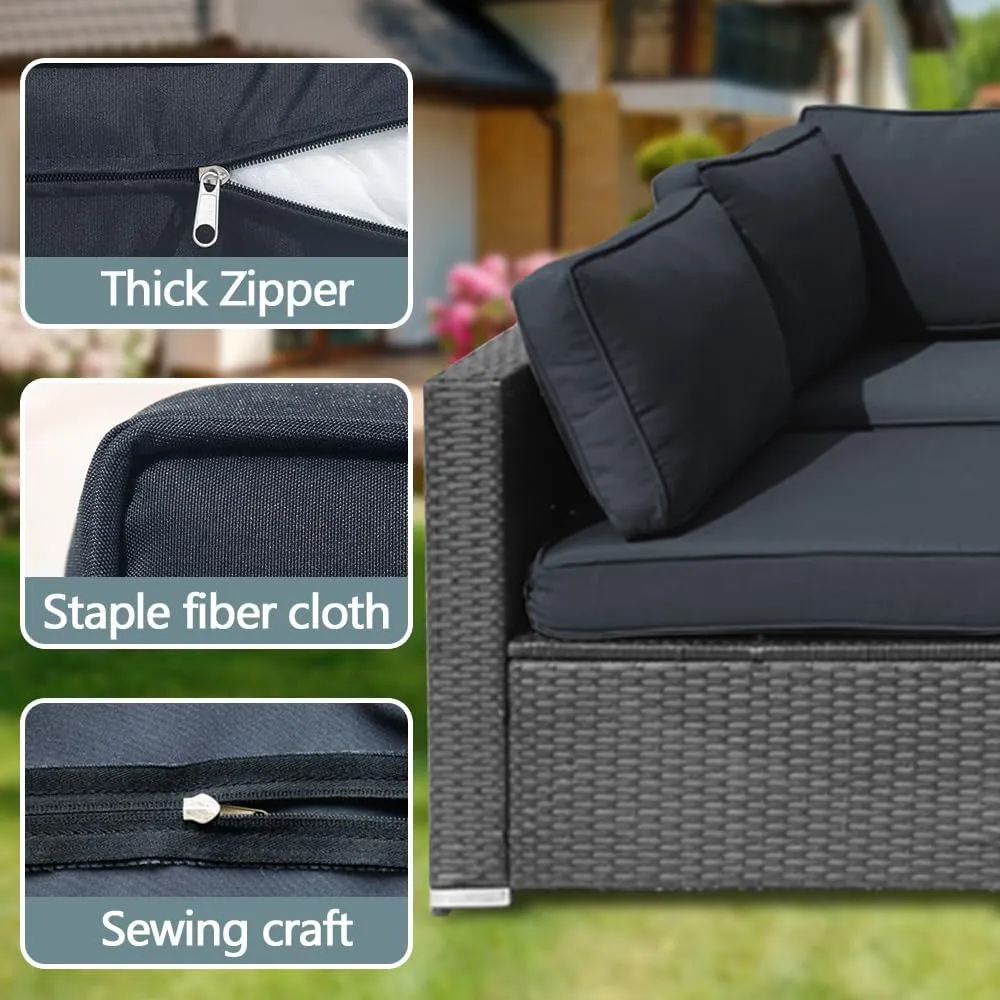 14Pcs Outdoor Cushion Covers Replacement Washable Waterproof UV w/Zipper for 6-Seaters Sofa Patio Slipcovers Set Seat and Back Covers Only (Dark Gray, 23.6x23.6x4inch)