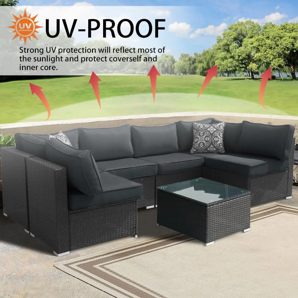 14Pcs Outdoor Cushion Covers Replacement Washable Waterproof UV w/Zipper for 6-Seaters Sofa Patio Slipcovers Set Seat and Back Covers Only (Dark Gray, 23.6x23.6x4inch)