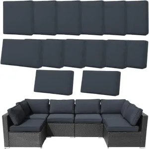 14Pcs Outdoor Cushion Covers Replacement Washable Waterproof UV w/Zipper for 6-Seaters Sofa Patio Slipcovers Set Seat and Back Covers Only (Dark Gray, 23.6x23.6x4inch)