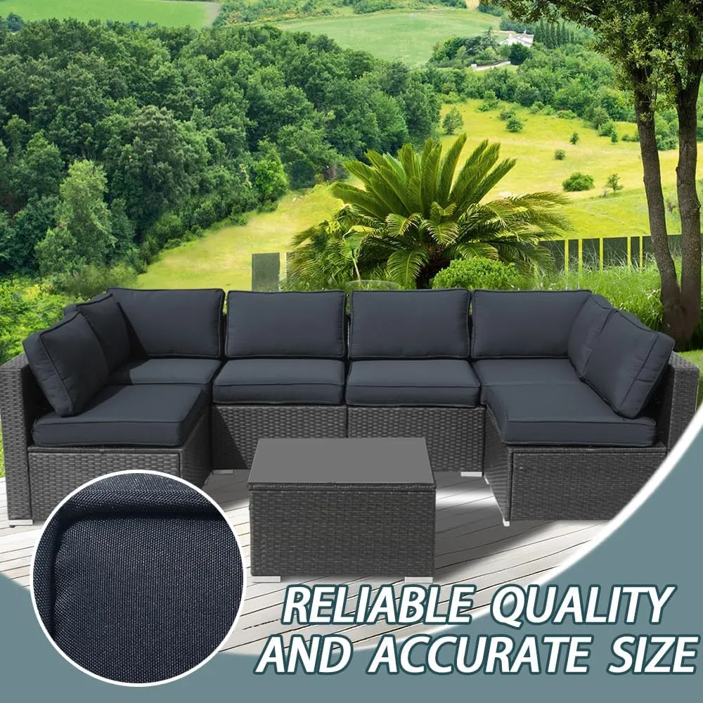 14Pcs Outdoor Cushion Covers Replacement Washable Waterproof UV w/Zipper for 6-Seaters Sofa Patio Slipcovers Set Seat and Back Covers Only (Dark Gray, 23.6x23.6x4inch)
