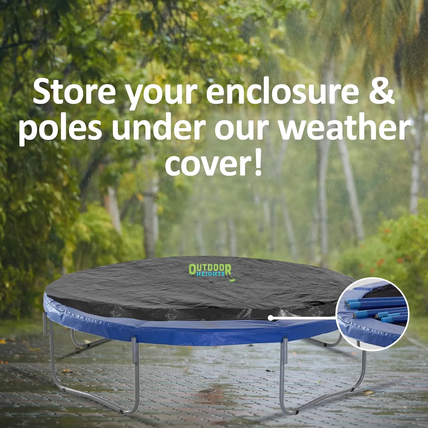 15ft Trampoline Cover, Round Trampoline Cover Rain Snow Sun Shade Protection Cover, Rainproof UV Resistant Wear-Resistant Gravity Trampoline Cover trampoline Protective Covers - 15ft Round,Black