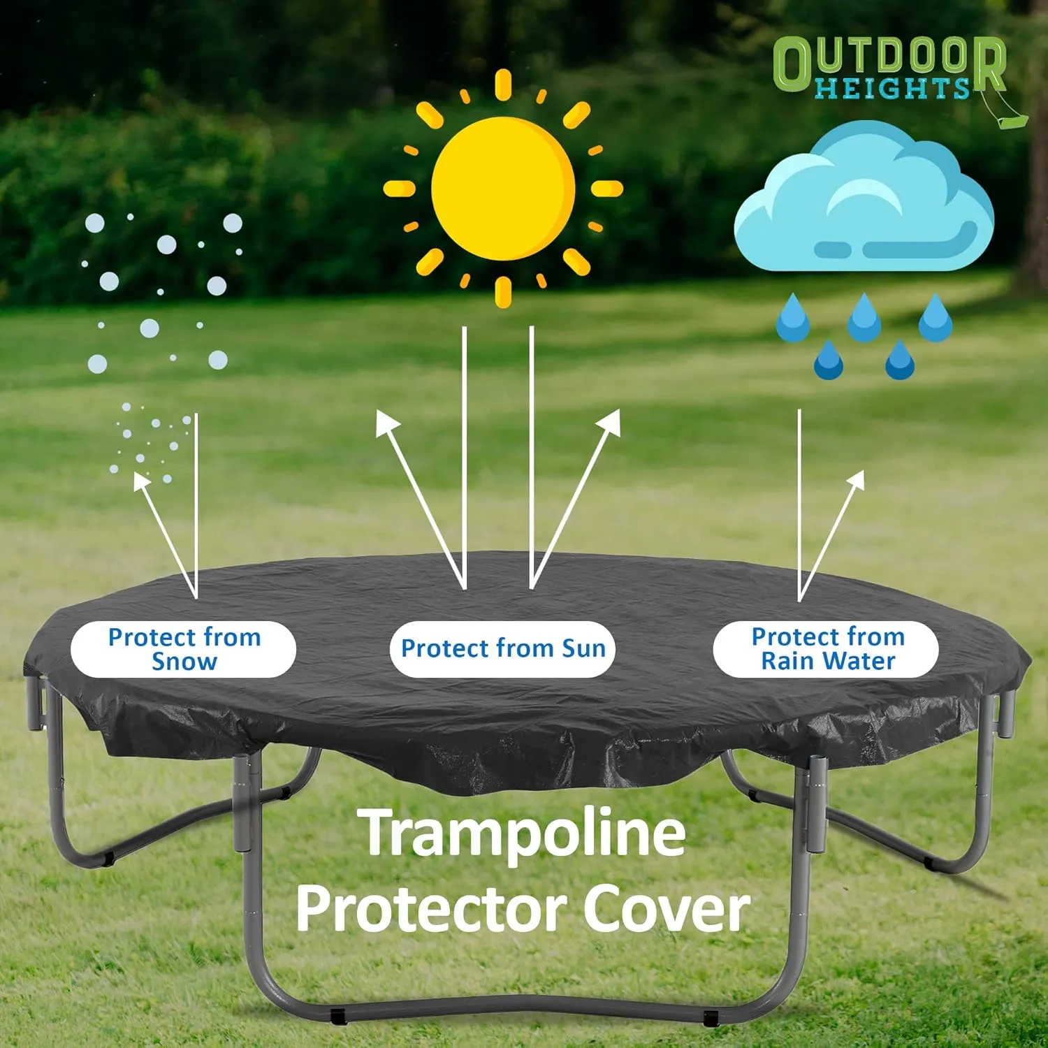 15ft Trampoline Cover, Round Trampoline Cover Rain Snow Sun Shade Protection Cover, Rainproof UV Resistant Wear-Resistant Gravity Trampoline Cover trampoline Protective Covers - 15ft Round,Black
