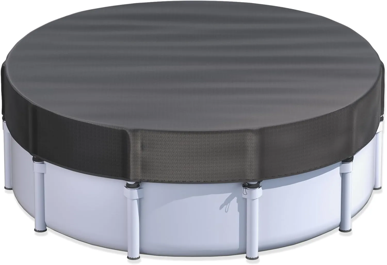 18 Ft Round Pool Cover for Metal Frame Above Ground Pools - Upgraded Windproof Design Compatible with Intex/Bestway Frame Above Ground Outdoor Swimming Pool (Black)