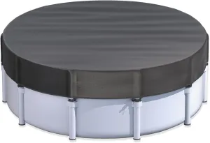 18 Ft Round Pool Cover for Metal Frame Above Ground Pools - Upgraded Windproof Design Compatible with Intex/Bestway Frame Above Ground Outdoor Swimming Pool (Black)