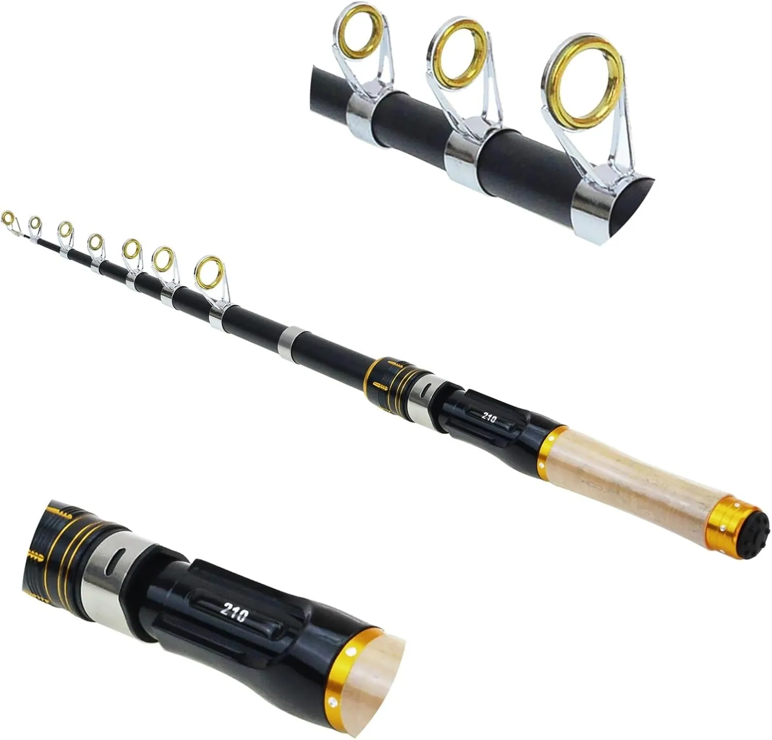 1.8M 2.1M Short Fishing Rods Lure Spinning Casting Carbon Telescopic Rod Fast Long Shot Trout Lake Fish Rod Multifunction Travel(Spinning Rod 2.1M)