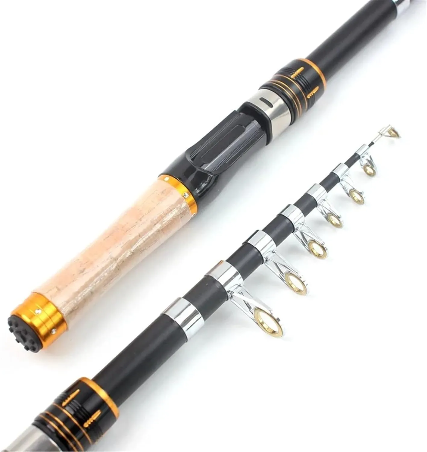 1.8M 2.1M Short Fishing Rods Lure Spinning Casting Carbon Telescopic Rod Fast Long Shot Trout Lake Fish Rod Multifunction Travel(Spinning Rod 2.1M)
