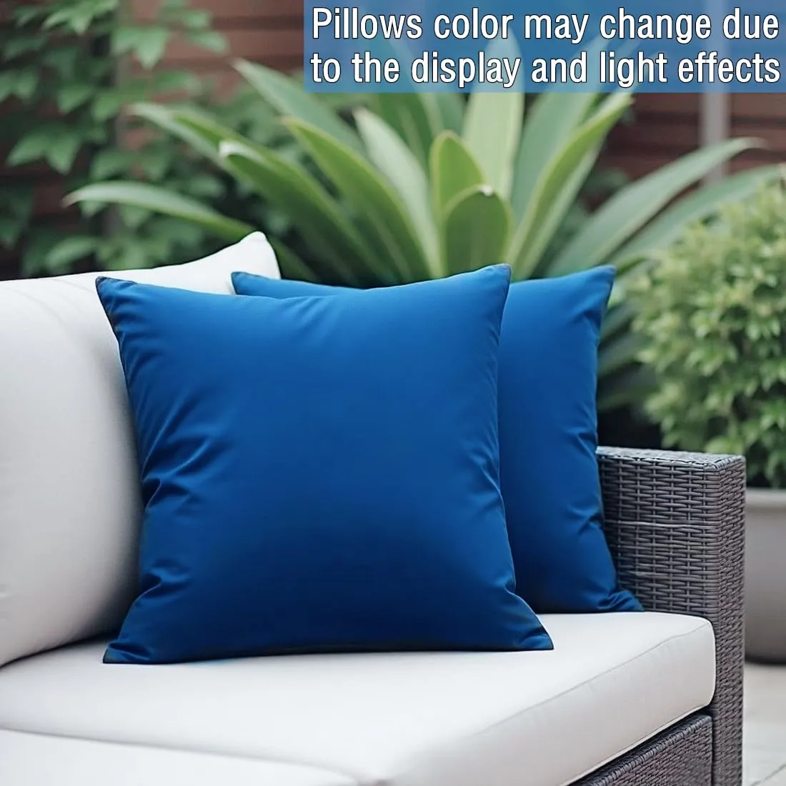 18" x 18" Throw Pillows, Outdoor Waterproof Pillows with Inserts, Square Decorative Pillows for Patio Furniture Garden Couch Sofa Home(Navy Blue, Set of 4)