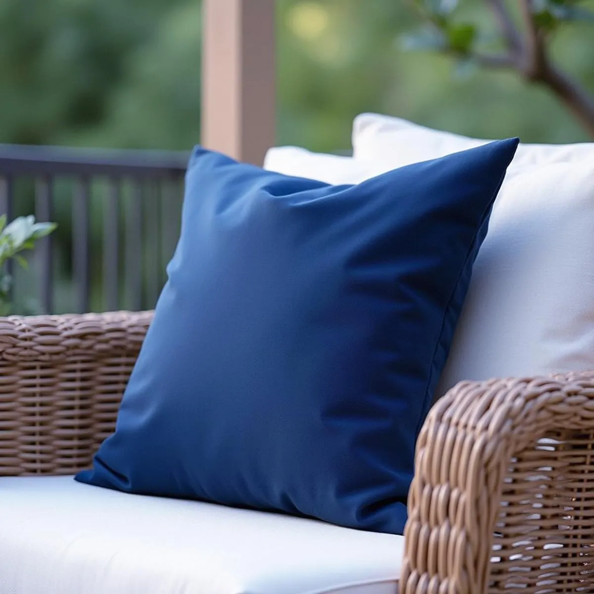 18" x 18" Throw Pillows, Outdoor Waterproof Pillows with Inserts, Square Decorative Pillows for Patio Furniture Garden Couch Sofa Home(Navy Blue, Set of 4)