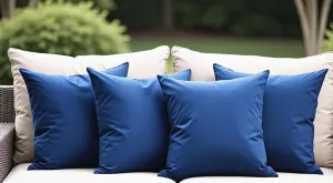 18" x 18" Throw Pillows, Outdoor Waterproof Pillows with Inserts, Square Decorative Pillows for Patio Furniture Garden Couch Sofa Home(Navy Blue, Set of 4)