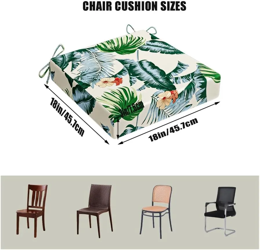 18x18inch Patio Cushions,Replacement Cushions for Outdoors Waterproof Stain-Resistant Durable Reversible Thick Chair Cushion/with Removable Cover,with Ties 2 Pack (Hawaiian)