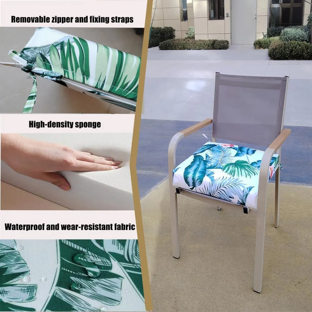 18x18inch Patio Cushions,Replacement Cushions for Outdoors Waterproof Stain-Resistant Durable Reversible Thick Chair Cushion/with Removable Cover,with Ties 2 Pack (Hawaiian)