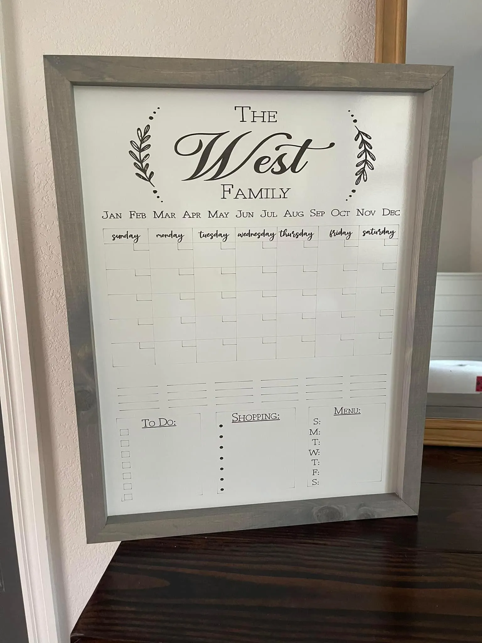 18”x23” Wood Engraved Dry-Erase Command Center – Customizable Family Organize