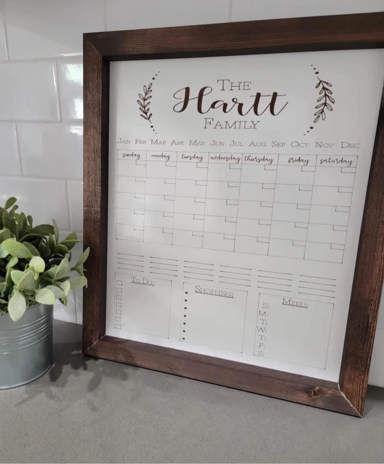 18”x23” Wood Engraved Dry-Erase Command Center – Customizable Family Organize