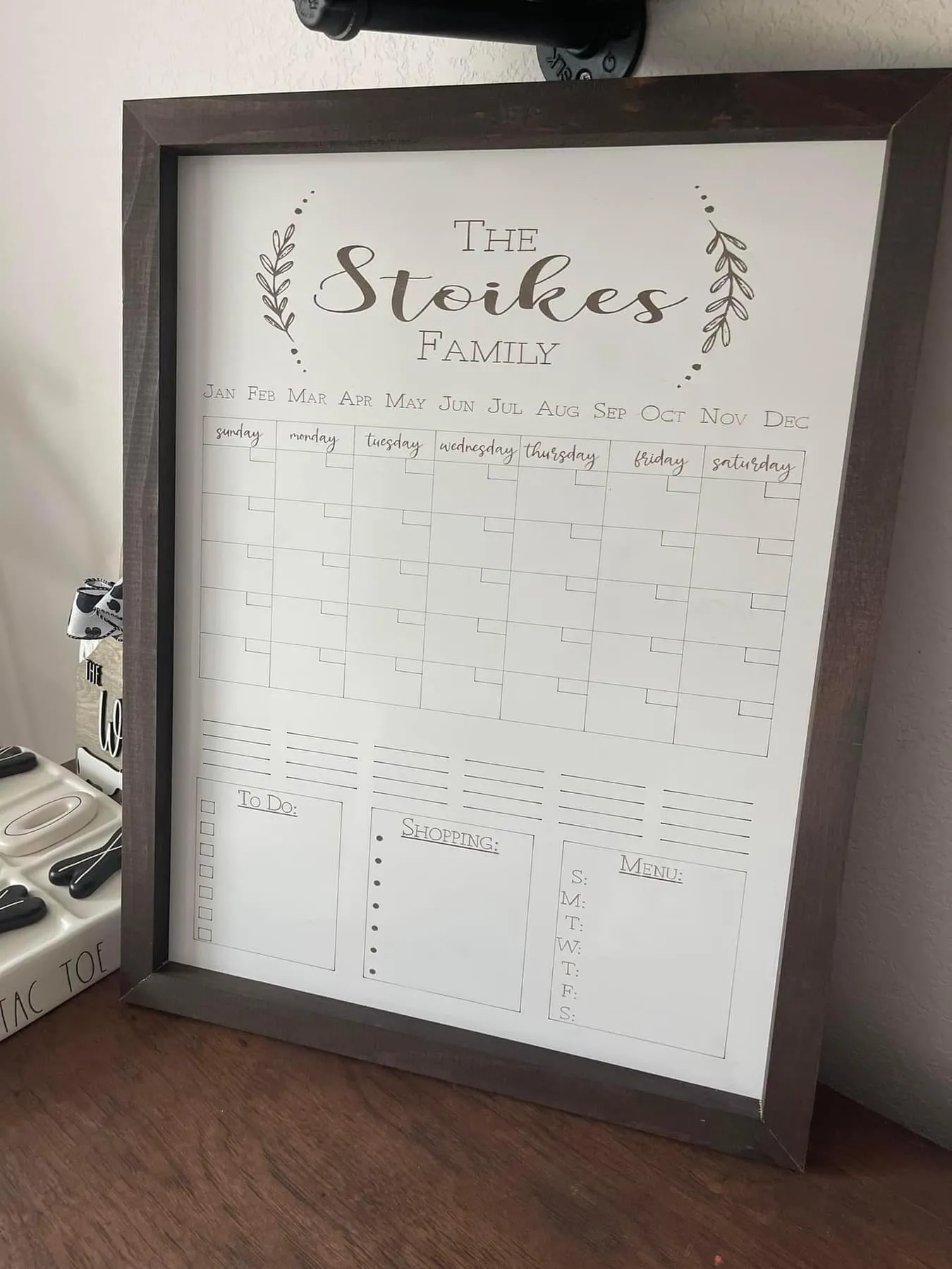 18”x23” Wood Engraved Dry-Erase Command Center – Customizable Family Organize