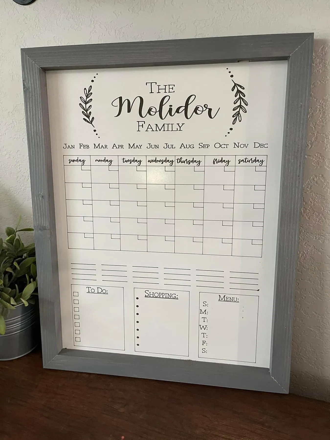 18”x23” Wood Engraved Dry-Erase Command Center – Customizable Family Organize