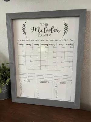 18”x23” Wood Engraved Dry-Erase Command Center – Customizable Family Organize